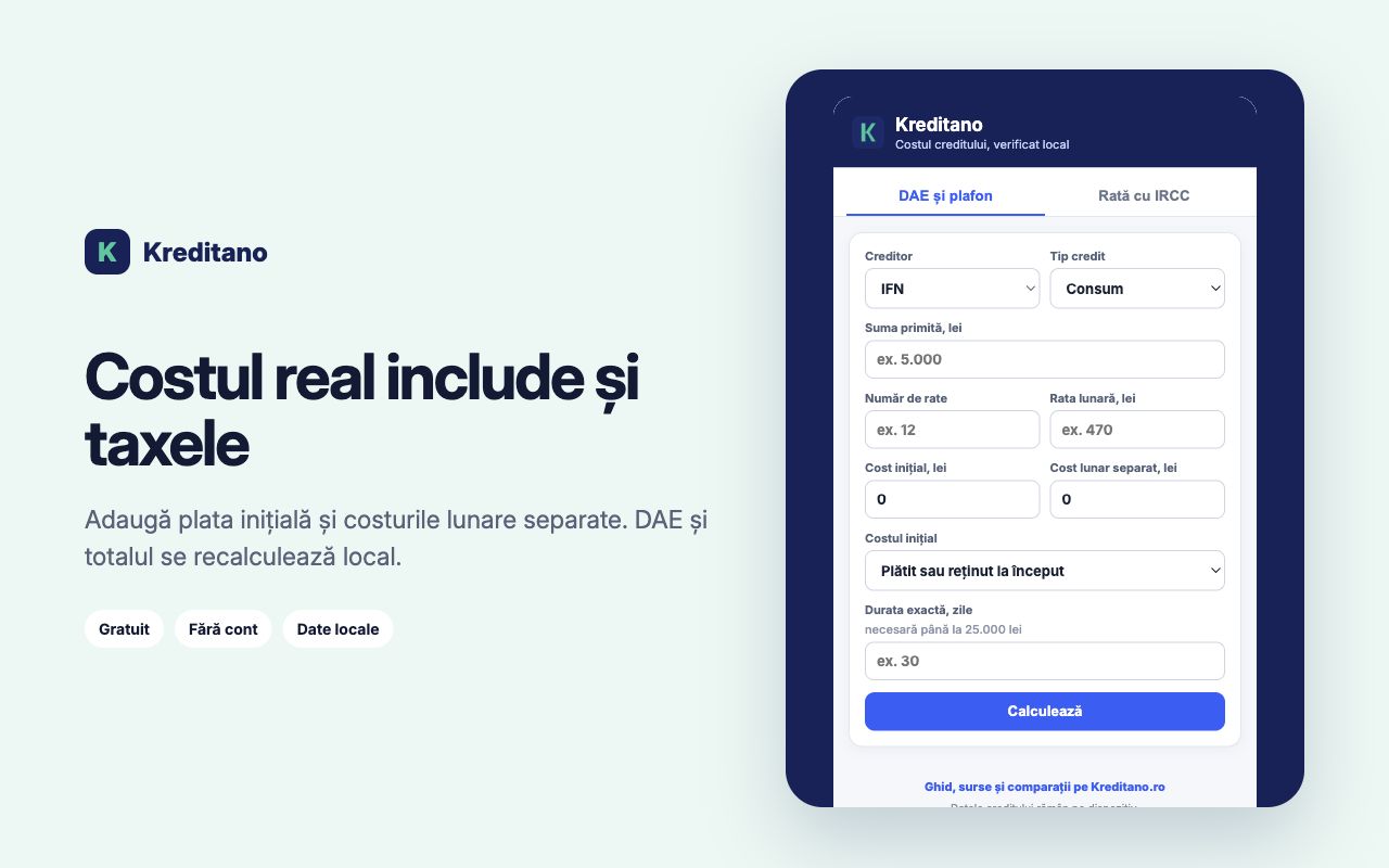 Calculatorul DAE din extensia Kreditano